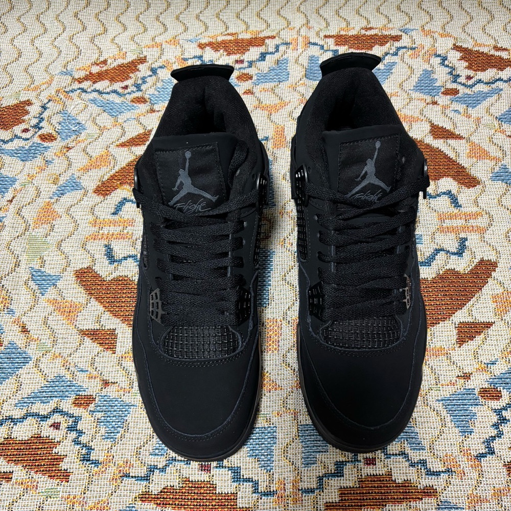 Brand New Retro 4 -Black Cat Men’s  Classic Black Sneakers - Picture 2 of 5